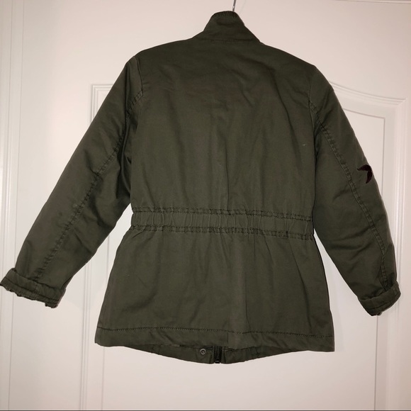 Floral Olive Green Military Girls Jacket - Picture 2 of 7